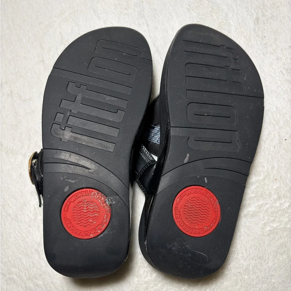 FitFlop Women’s Black Leather‎ Sandals Sz 6